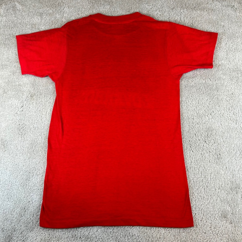 Vintage Hanes Loverboy T-Shirt Mens Small Red 1982 Get Lucky Tour Rock Tee USA - Picture 6 of 10